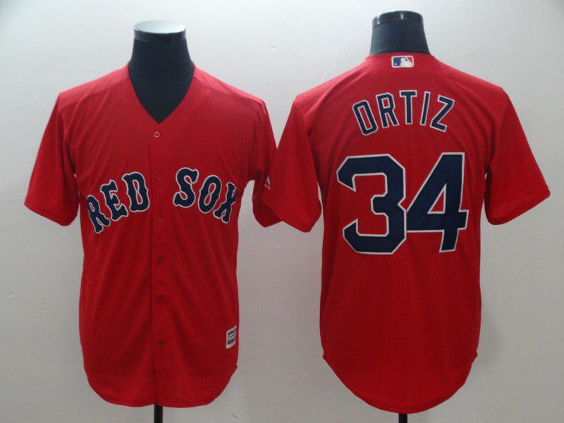 Men Boston Red Sox 34 Ortiz Red Game MLB Jerseys